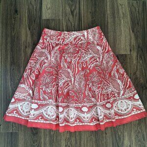 💙 Talbots Artsy 100% Cotton Flowy Midi Skirt Size 8 Preppy Feminine Old Money